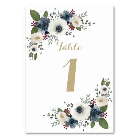 Aangepaste Anemoon Boeket Tafelnummer Kaart (Achterkant)