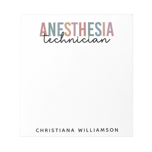 Aangepaste anesthesie Technicus Retro anesthesie Notitieblok (Voorkant)