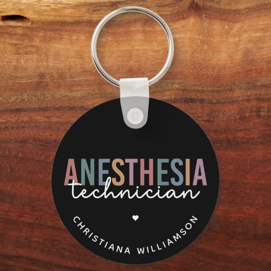 Aangepaste anesthesie Technicus Retro anesthesie Sleutelhanger (Voorkant)