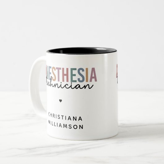 Aangepaste anesthesie Technicus Retro anesthesie Tweekleurige Koffiemok (Voorkant links)
