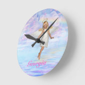 Aangepaste Angel Sky-wandklok Ronde Klok (Hoek)