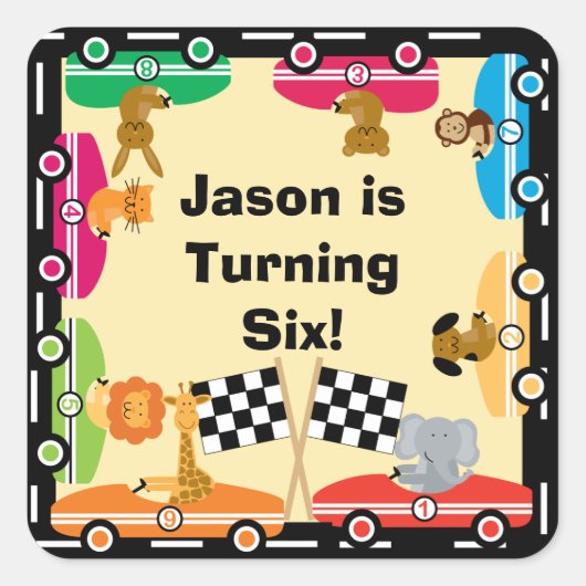 Aangepaste Animal Racers Stickers (Voorkant)