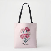 Aangepaste Anjer Januari Geboortebloem Tote Bag (Voorkant)