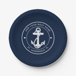 Aangepaste Anker Boot Naam Marine Blauw Nautisch Papieren Bordje