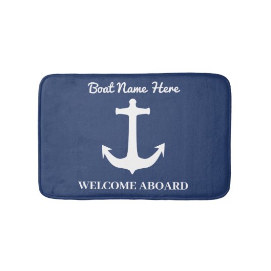 Aangepaste anker marine Blue Bath Mat Boat Name We (Voorkant)