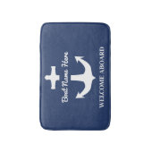 Aangepaste anker marine Blue Bath Mat Boat Name We (Voorkant Verticaal)