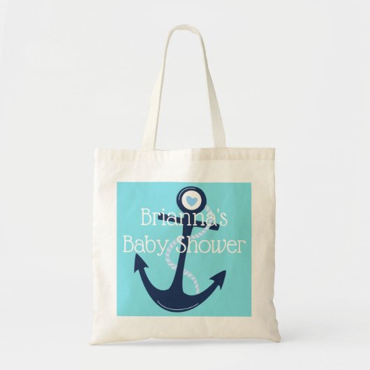 Aangepaste Anker Nautische Blauwgroen Navy Baby sh Tote Bag (Voorkant)