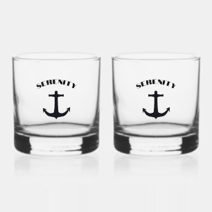 Aangepaste anker voor bootnaam whisky glas