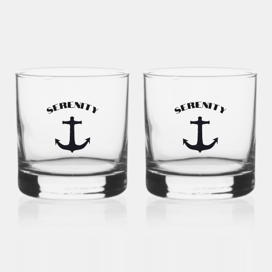 Aangepaste anker voor bootnaam whisky glas (Voorkant)