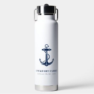 Aangepaste ankerfamilie strandtrip voor nautische waterfles