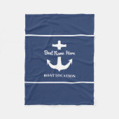 Aangepaste ankerplaats blauwe bootnaam fleece deken (Voorkant)