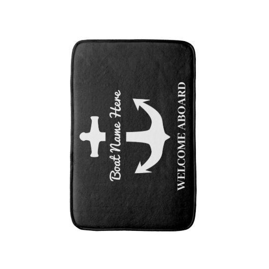 Aangepaste ankerplaats zwarte bath Mat Boat Name W (Voorkant Verticaal)