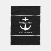Aangepaste ankerplaats zwarte bootnaam fleece deken (Voorkant)