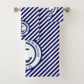 Aangepaste ankerstempel en diagonale strepen bad handdoek (Insitu)