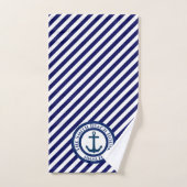 Aangepaste ankerstempel en diagonale strepen bad handdoek (Handdoek)