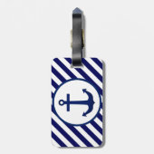 Aangepaste ankerstempel en diagonale strepen bagagelabel (Achterkant verticaal)