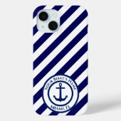 Aangepaste ankerstempel en diagonale strepen Case-Mate iPhone case (Achterkant)