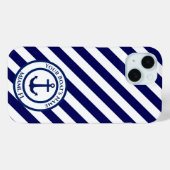 Aangepaste ankerstempel en diagonale strepen Case-Mate iPhone case (Achterkant (horizontaal))