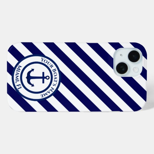 Aangepaste ankerstempel en diagonale strepen Case-Mate iPhone case (Achterkant (horizontaal))