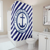 Aangepaste ankerstempel en diagonale strepen douchegordijn (In situ)