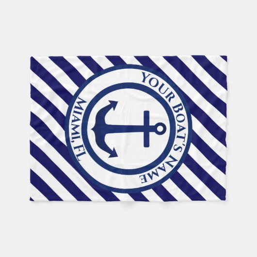 Aangepaste ankerstempel en diagonale strepen fleece deken (Voorkant (Horizontaal))