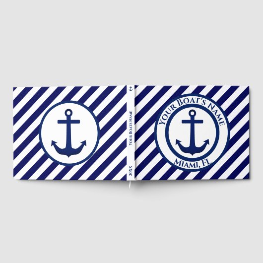 Aangepaste ankerstempel en diagonale strepen gastenboek (Volledig)