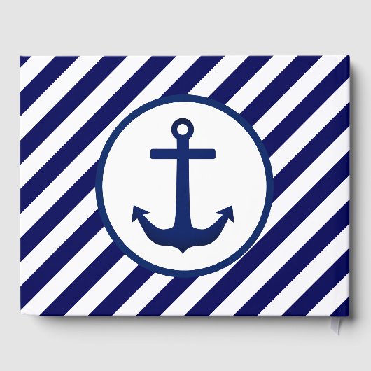 Aangepaste ankerstempel en diagonale strepen gastenboek (Achterkant)