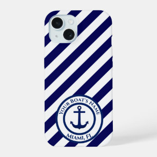 Aangepaste ankerstempel en diagonale strepen iPhone 15 case
