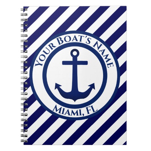 Aangepaste ankerstempel en diagonale strepen notitieboek (Voorkant)