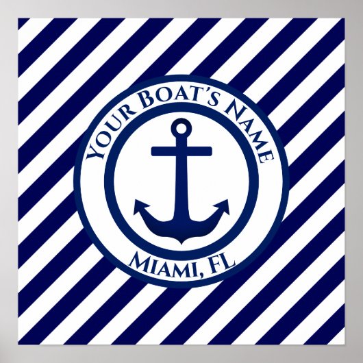 Aangepaste ankerstempel en diagonale strepen poster (Voorkant)