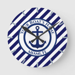 Aangepaste ankerstempel en diagonale strepen ronde klok