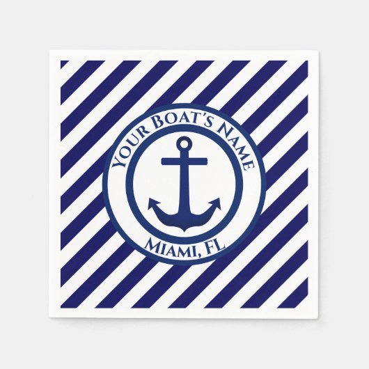 Aangepaste ankerstempel en diagonale strepen servet (Voorkant)