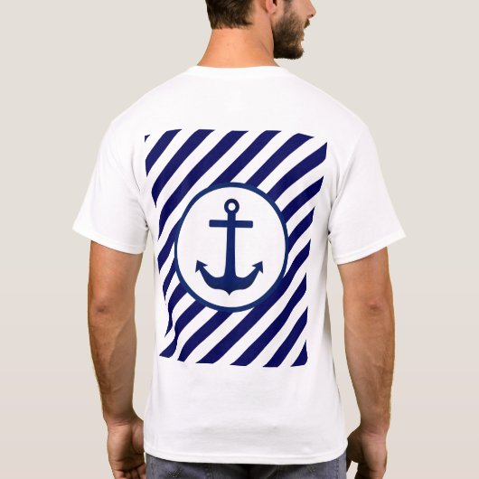 Aangepaste ankerstempel en diagonale strepen t-shirt (Achterkant)