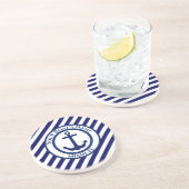 Aangepaste ankerstempel en diagonale strepen zandsteen onderzetter (Zijkant)