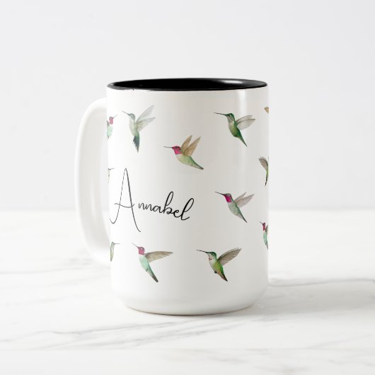 Aangepaste Anna's Hummingbird Two-Tone Coffee Mok (Voorkant links)