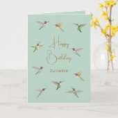 Aangepaste Anna's Hummingbird Verjaardag Kaart (Gele Bloem)
