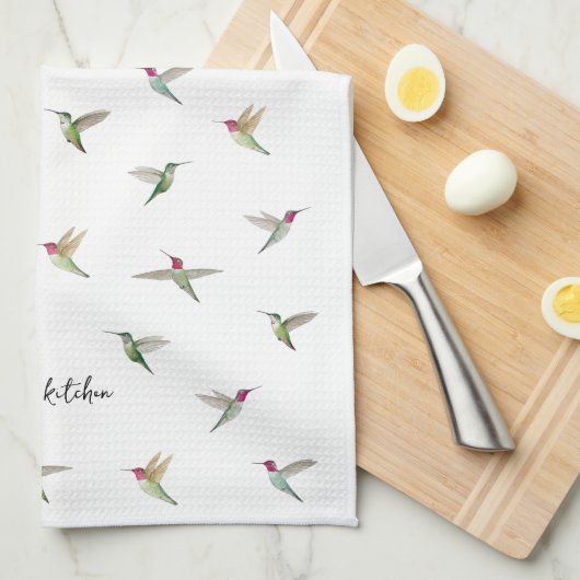 Aangepaste Anna's Hummingvogels Theedoek (Quarter Fold)