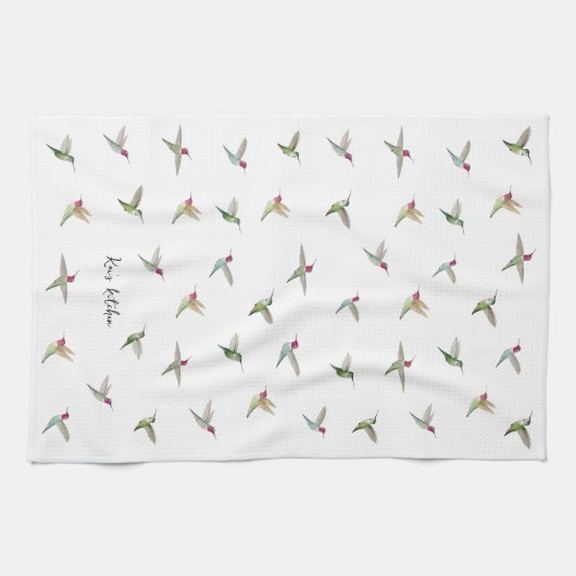 Aangepaste Anna's Hummingvogels Theedoek (Horizontaal)