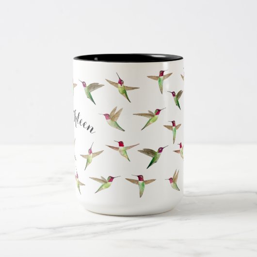 Aangepaste Anna's Hummingvogels Tweekleurige Koffiemok (Center)