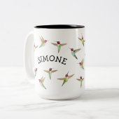 Aangepaste Anna's Hummingvogels Tweekleurige Koffiemok (Voorkant links)