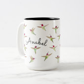 Aangepaste Anna's Hummingvogels Tweekleurige Koffiemok (Voorkant links)