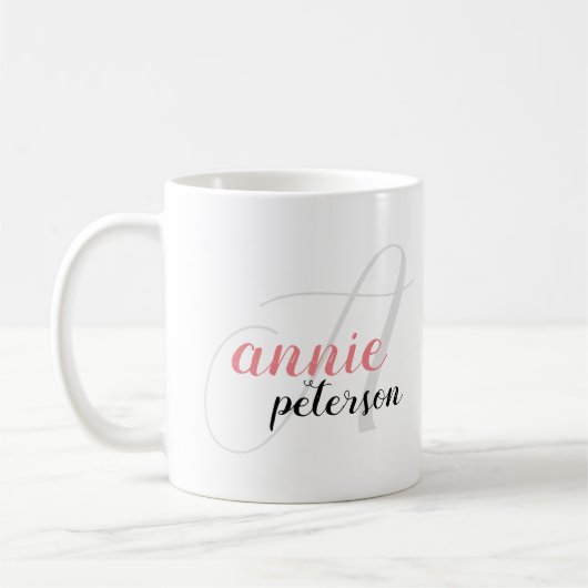 Aangepaste Annie Naam 'A' letter monogram Koffiemok (Links)