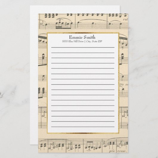 Aangepaste Antiek kaartmuziek Briefpapier (Voorkant / Achterkant)