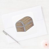 Aangepaste Antieke houten piraten schatkist Button Vierkante Sticker (Envelop)