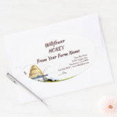 Aangepaste Apiary  Beehive and Clouds Honey Ovale Sticker (Envelop)