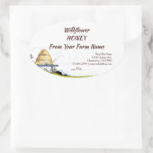 Aangepaste Apiary  Beehive and Clouds Honey Ovale Sticker (Tas)