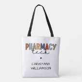 Aangepaste Apotheek Tech Retro Apotheek Technicus Tote Bag (Achterkant)
