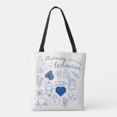 Aangepaste Apotheek Technicus Blue Doodle Line Art Tote Bag (Achterkant)