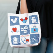 Aangepaste Apotheek Technicus Grunge Doodle Line Tote Bag