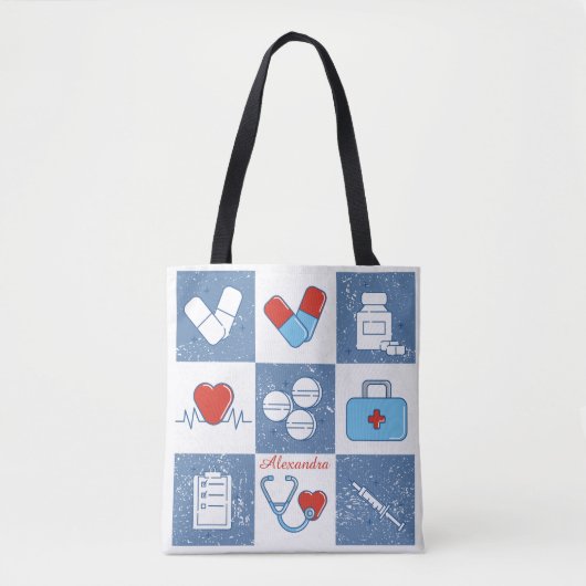 Aangepaste Apotheek Technicus Grunge Doodle Line Tote Bag (Voorkant)